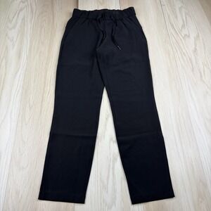 Lululemon On The Fly Womens Black Drawstring Waist Logo Cropped Pants Size 2